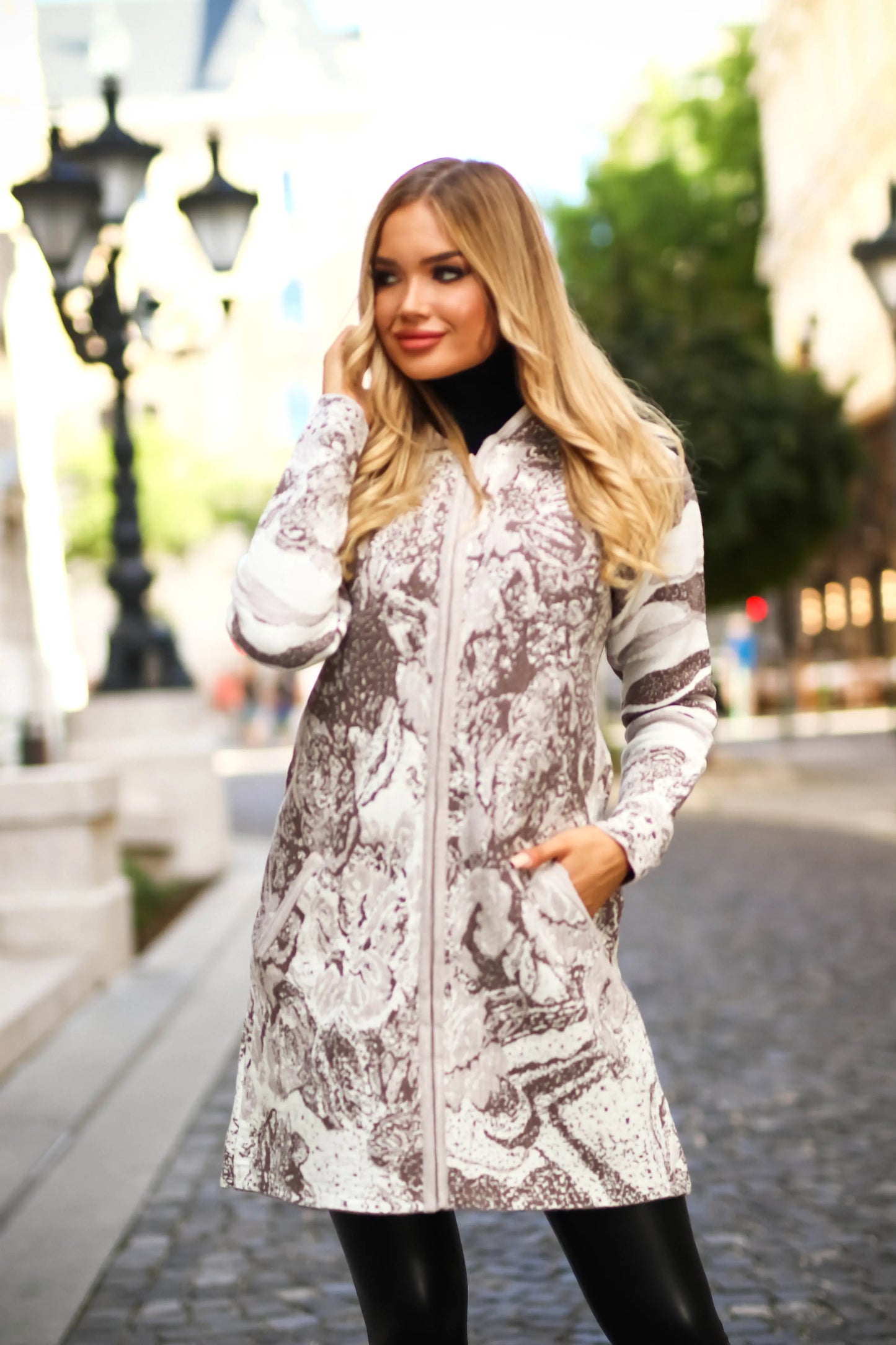 Elegant Anya coat styled for work and leisure.