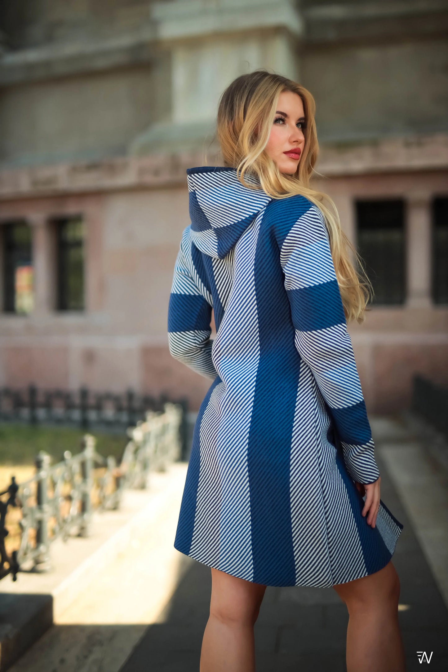 Chic and modern navy wool-blend coat.