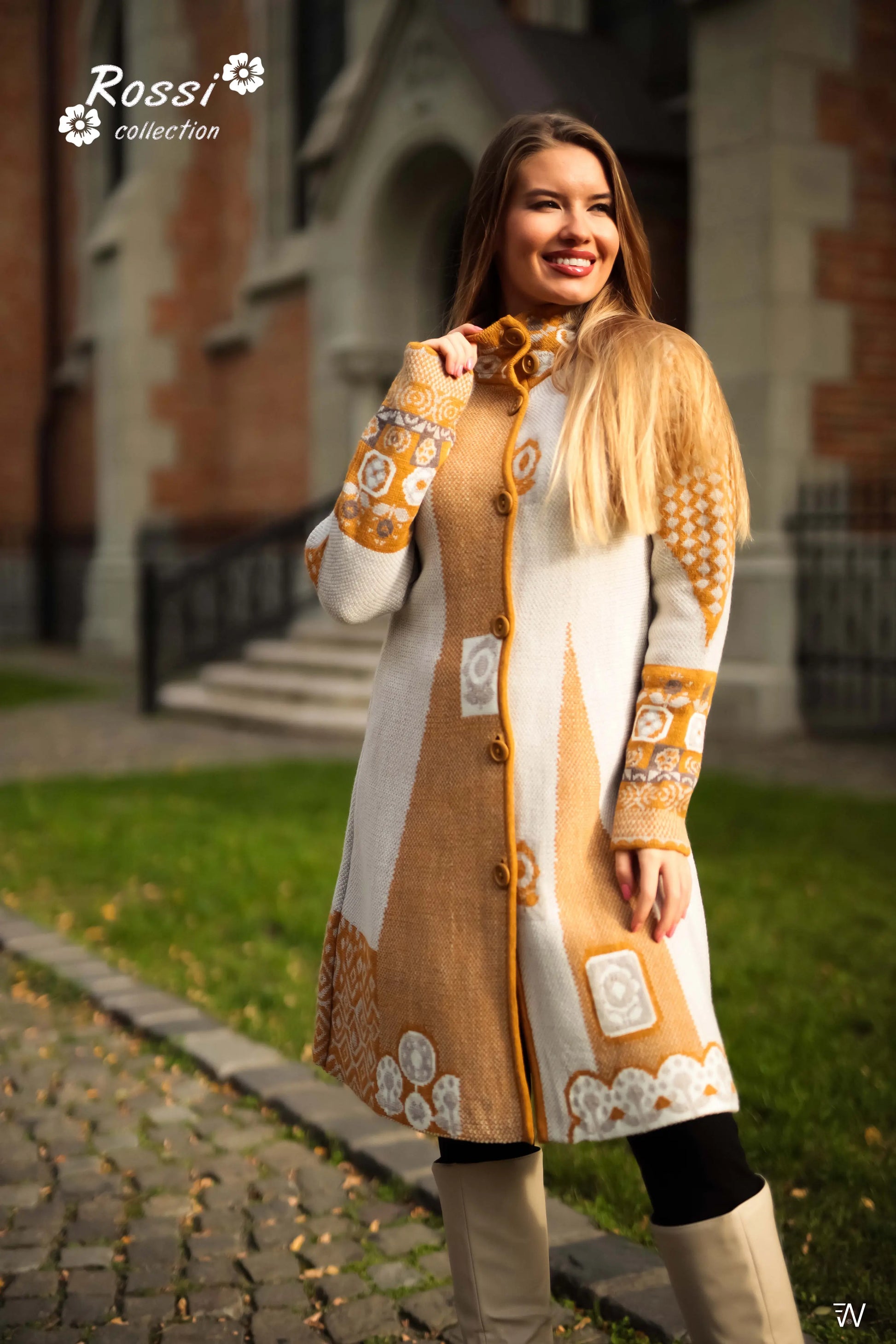 Soft and cozy wool-blend coat in light mustard yellow.