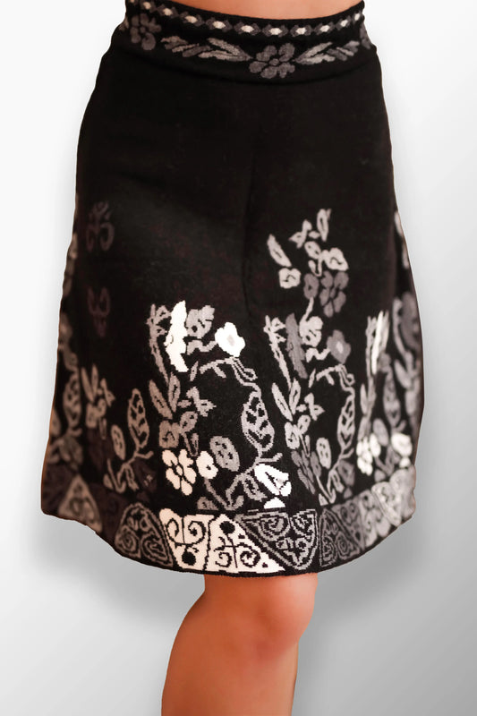 Leona A-Line High-Waisted Midi Skirt - Front view featuring A-line silhouette.